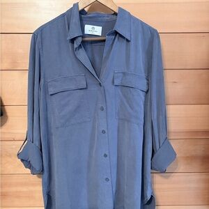 Babaton (Aritzia) Utility Button-Down Blouse – Blue Grey – Size M
